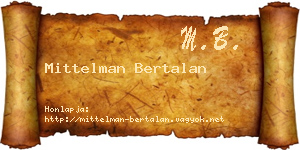 Mittelman Bertalan névjegykártya